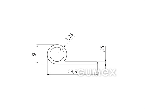 Kompaktes Silikonprofil, P-Form mit Hohlkammer - 0127, 
