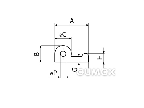 Kompaktes Silikonprofil, P-Form mit Hohlkammer - 0134