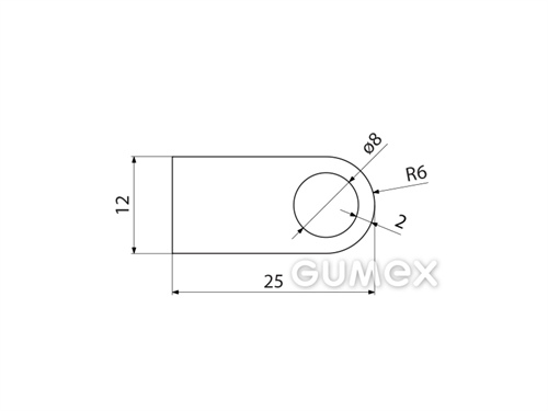 Kompaktes Silikonprofil, D-Form mit Hohlkammer - 0111, 