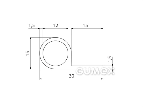 Kompaktes Silikonprofil, P-Form mit Hohlkammer - 0127, 