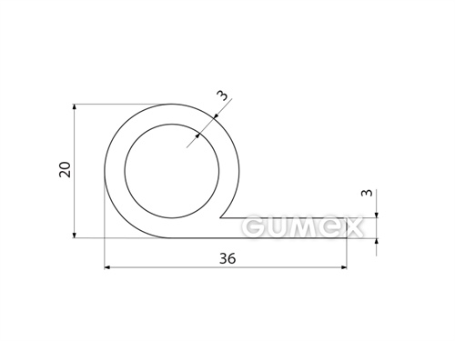 Kompaktes Silikonprofil, P-Form mit Hohlkammer - 0127, 