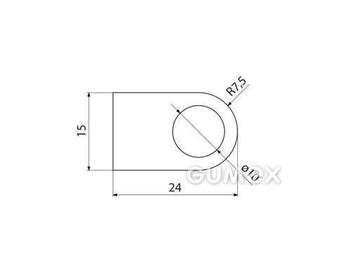 Kompaktes Silikonprofil, D-Form mit Hohlkammer - 0111, 
