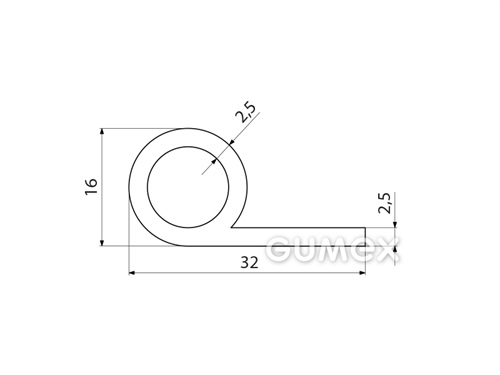 Kompaktes Silikonprofil, P-Form mit Hohlkammer - 0127