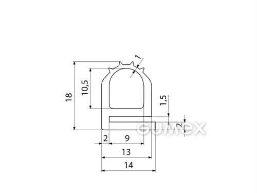 Kompaktes Silikonprofil, e-Form mit Hohlkammer - 0181, 