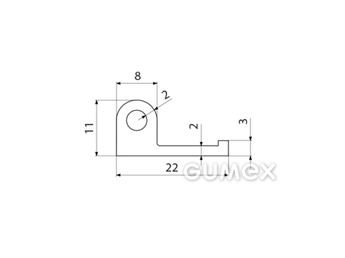 Kompaktes Silikonprofil, P-Form mit Hohlkammer - 0134, 