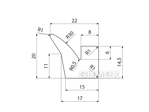 Kompaktes Silikonprofil, V-Form - 0506, 