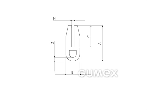 Kompaktes Silikonprofil, U-Form mit Hohlkammer - 0188, 