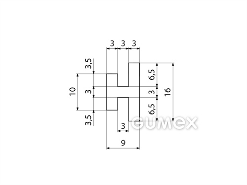 Kompaktes Silikonprofil, H-Form - 0155, 