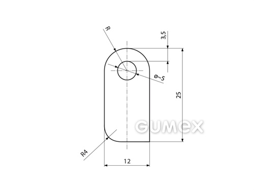 Kompaktes Silikonprofil, D-Form mit Hohlkammer - 0111, 