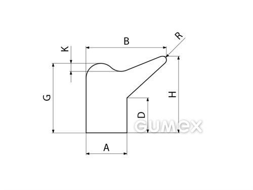 Kompaktes Silikonprofil, mit Formgebung - 0216