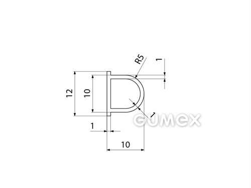 Kompaktes Silikonprofil, D-Form mit Hohlkammer - 0140, 