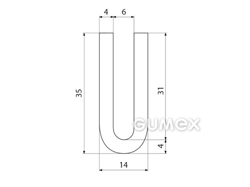 Kompaktes Silikonprofil, U-Form - 0104, 