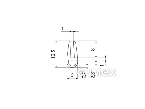 Kompaktes Silikonprofil, U-Form mit Hohlkammer - 0188, 