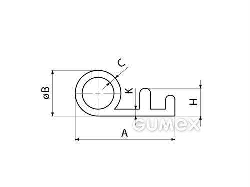 Kompaktes Silikonprofil, P-Form mit Hohlkammer - 0137, 