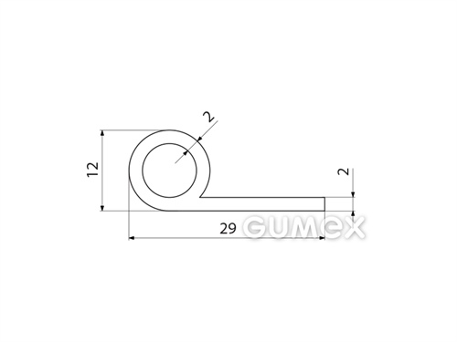 Kompaktes Silikonprofil, P-Form mit Hohlkammer - 0127, 