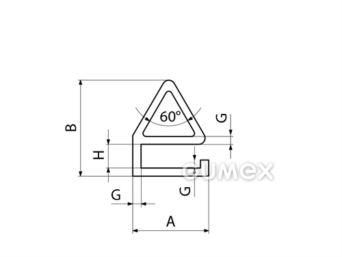 Kompaktes Silikonprofil, e-Form mit Hohlkammer - 0133, 