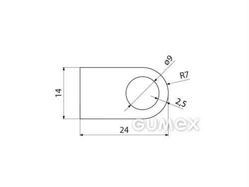 Kompaktes Silikonprofil, D-Form mit Hohlkammer - 0111, 