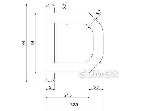 Kompaktes Silikonprofil, D-Form mit Hohlkammer - 0140, 
