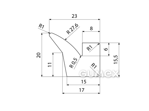 Kompaktes Silikonprofil, V-Form - 0506, 