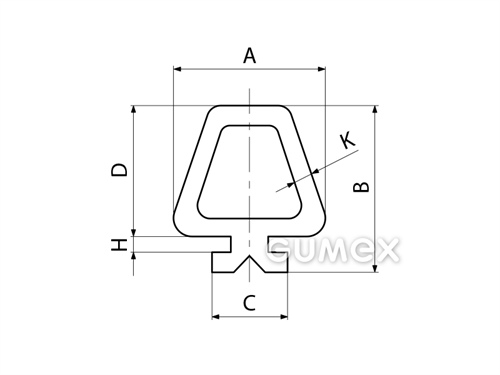 Kompaktes Silikonprofil, mit Formgebung, Hohlkammer - 0162, 
