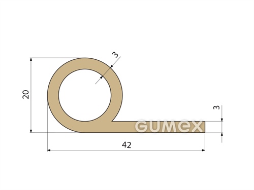 Kompaktes Silikonprofil, P-Form mit Hohlkammer - 0127, 