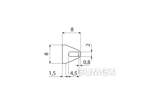 Kompaktes Silikonprofil, D-Form mit Hohlkammer - 0159, 