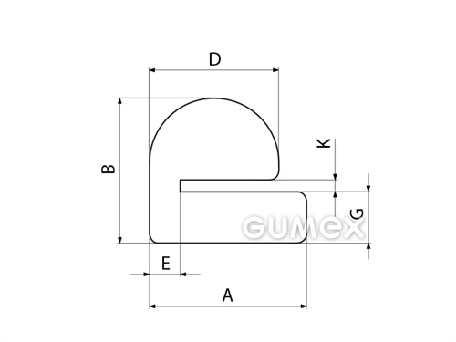 Kompaktes Silikonprofil, e-Form - 0508, 